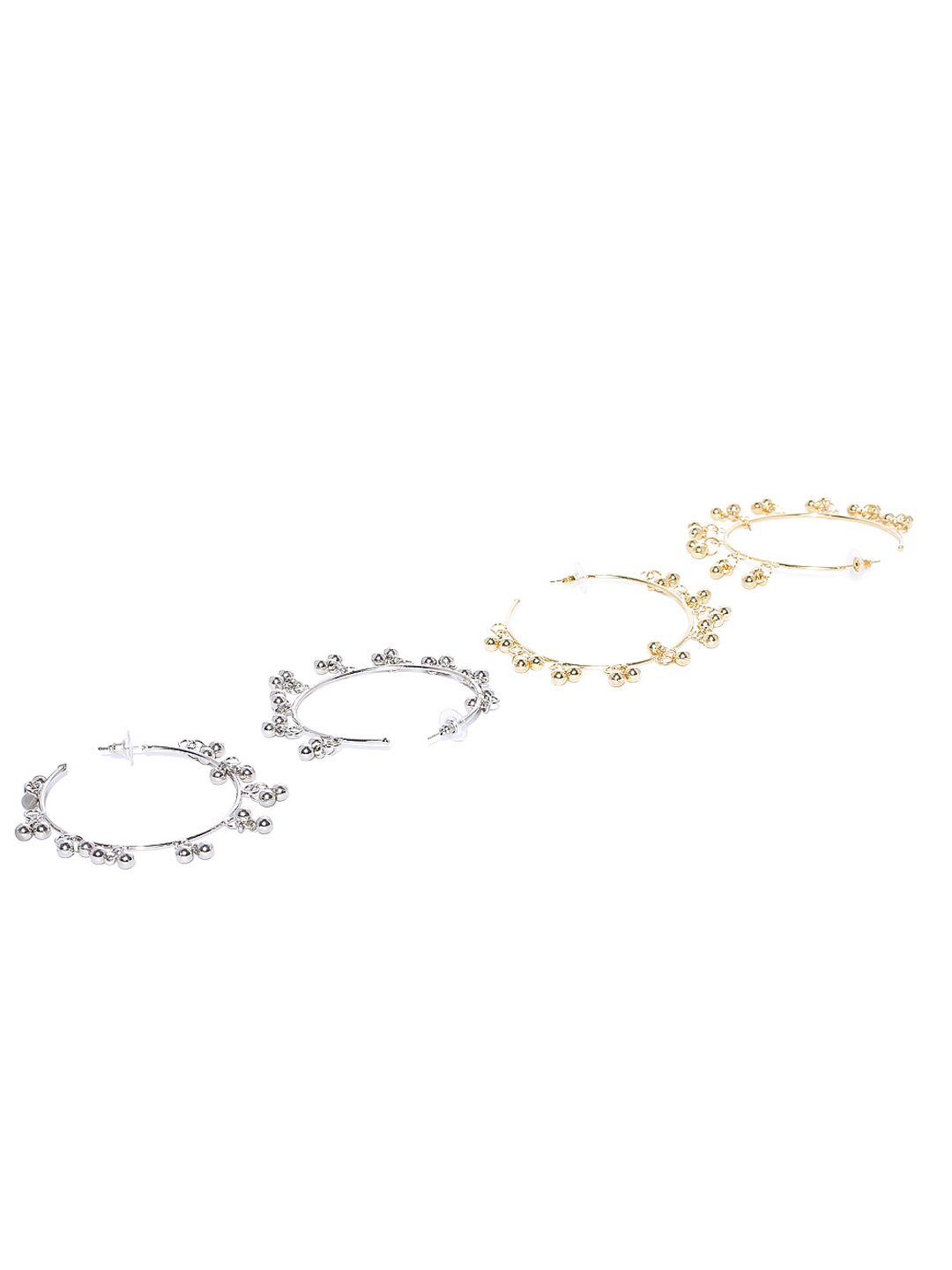 Set of 2 Ghungaroo Detail Half Hoop Earrings - Infuzze - Image 2