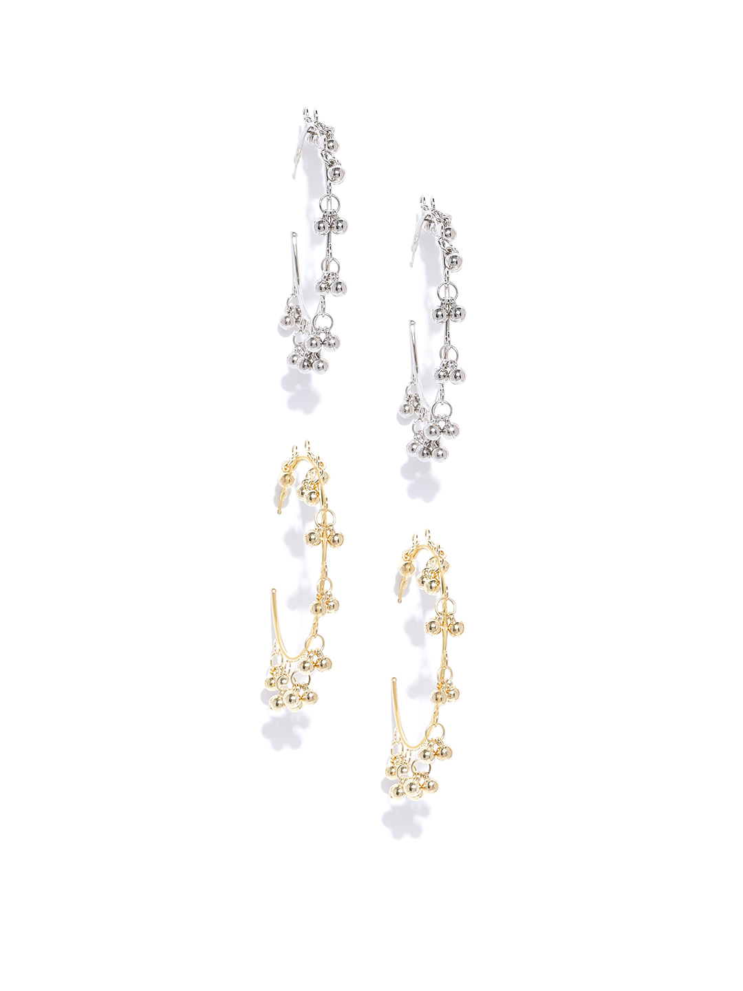 Set of 2 Ghungaroo Detail Half Hoop Earrings - Infuzze - Image 3