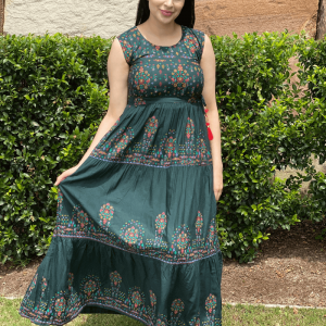 Aisha Print Maxi Dress - Green