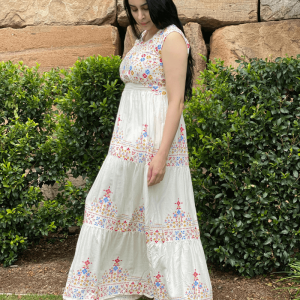 Aisha Print Maxi Dress - White