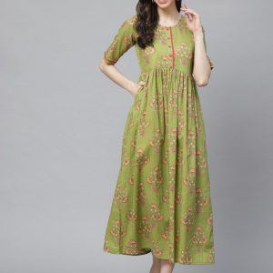 Maya Print Midi Dress - Green