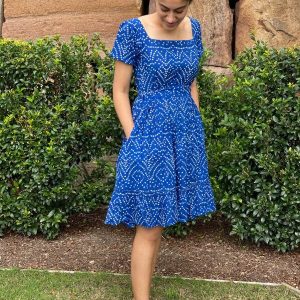 India Bandhej Mini Dress - Royal Blue