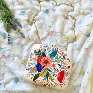 Goa Love Print Clutch - White